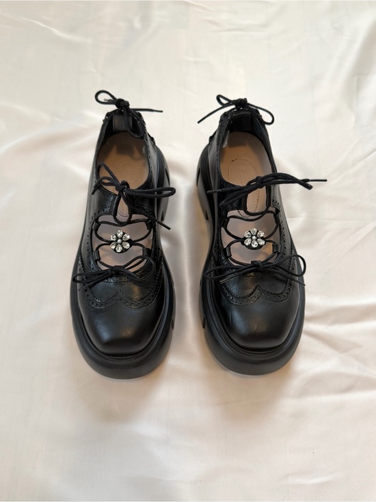 Simone Rocha Shoes - Simone Rocha Black Open Lace Up Brogue